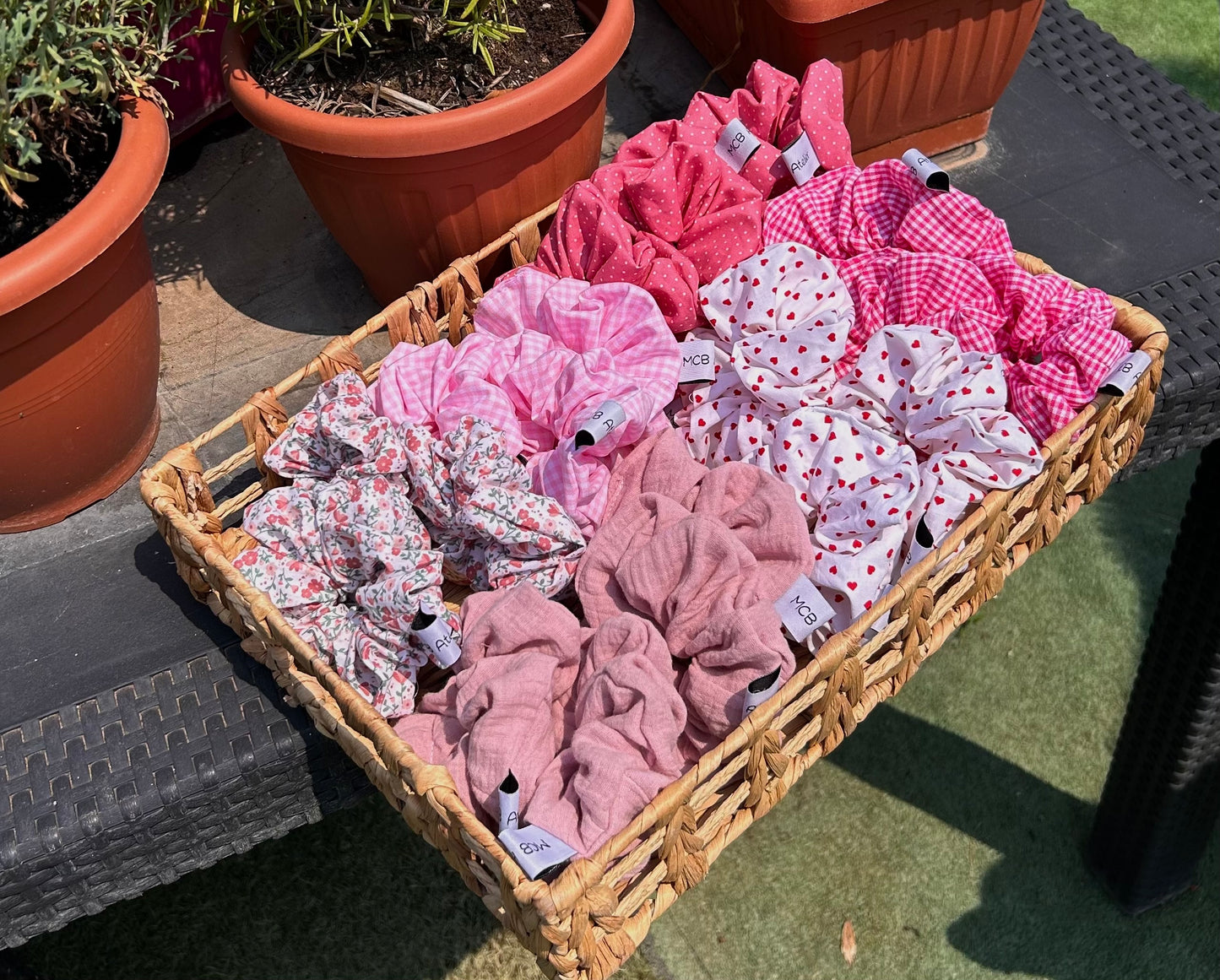 Scrunchies - mussola rosa